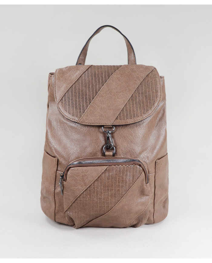 Ladies Taupe backpack with Pocket on the Front