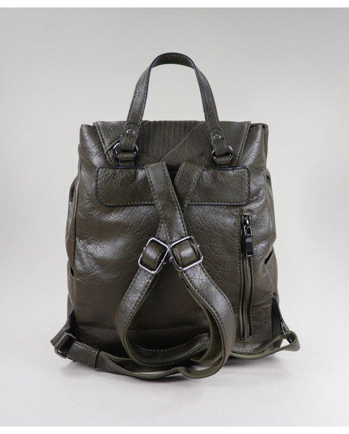 Ladies Green Backpack with Pocket on Front