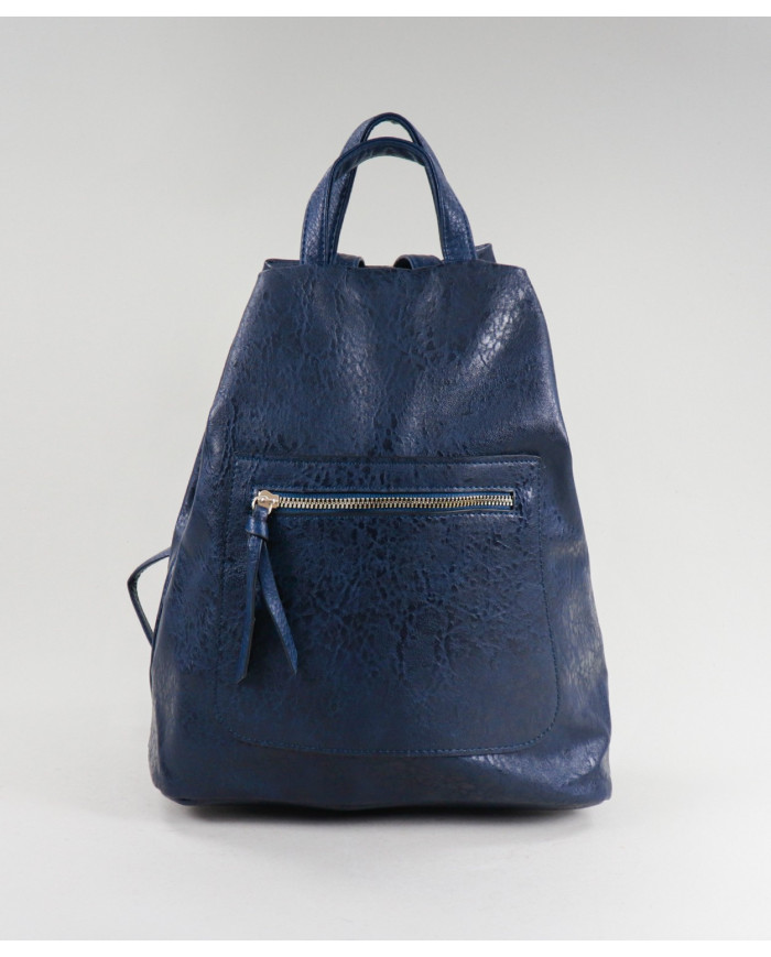 Mochila Azul Feminina com Fecho Frontal