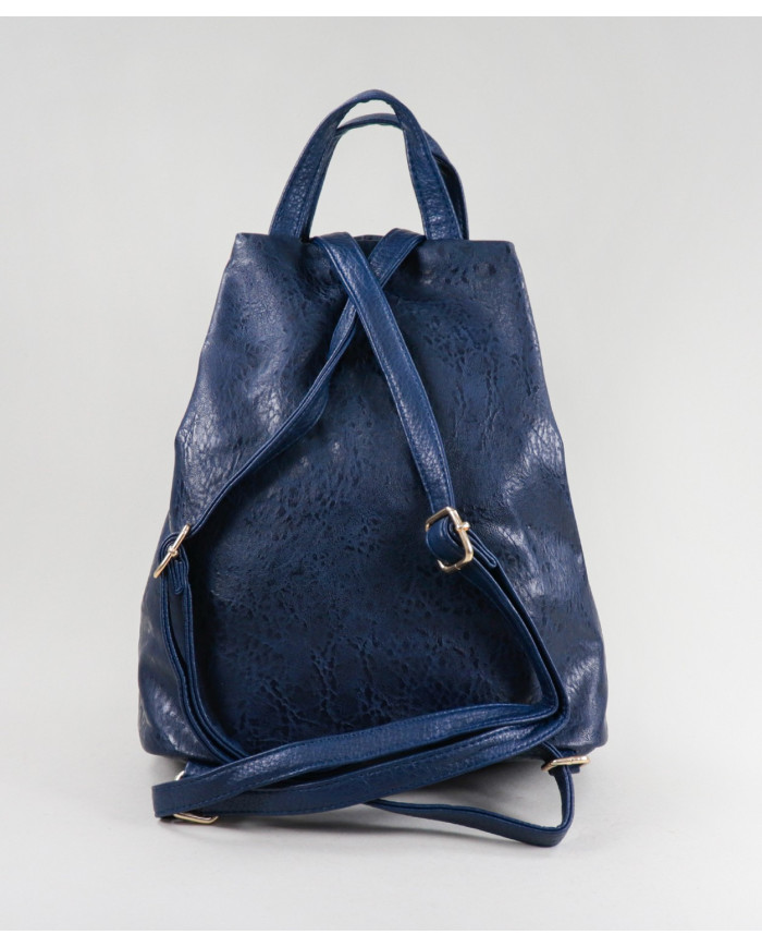 Mochila Azul Feminina com Fecho Frontal