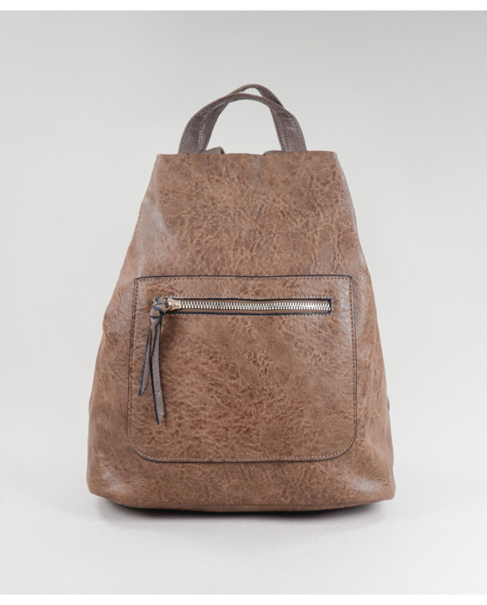 Mochila Taupe Feminina com Fecho Frontal
