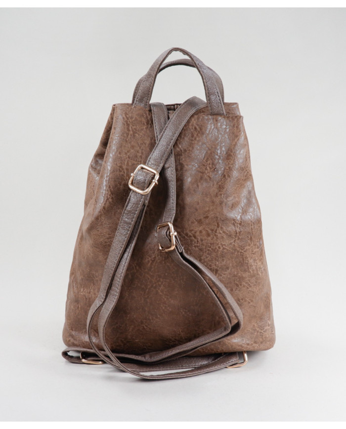 Women's Taupe Backpack with Front Clasp