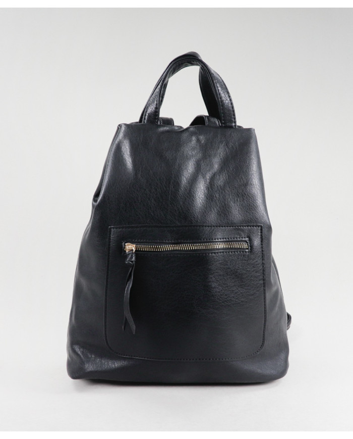 Women's Black Backpack with Front Hook