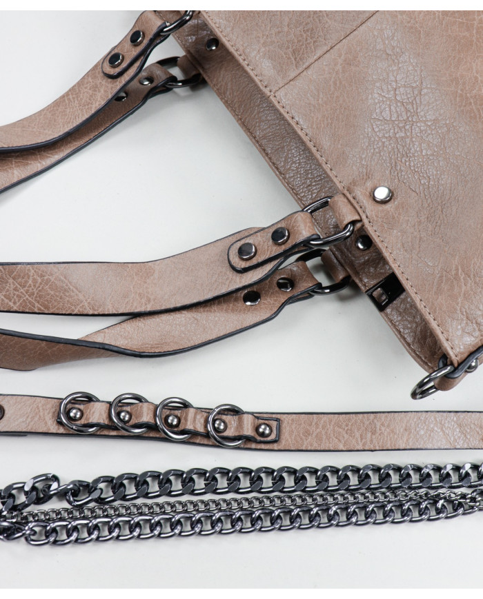 Mala Taupe de Senhora com Divisórias no Interior