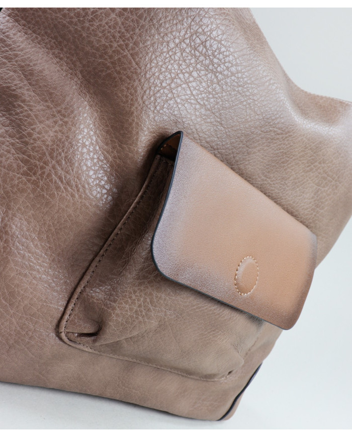 Mala Taupe de Senhora com Bolso na Frente