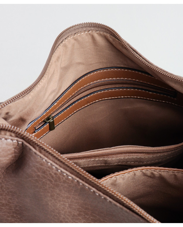 Lady Taupe Mala with Pocket on Front