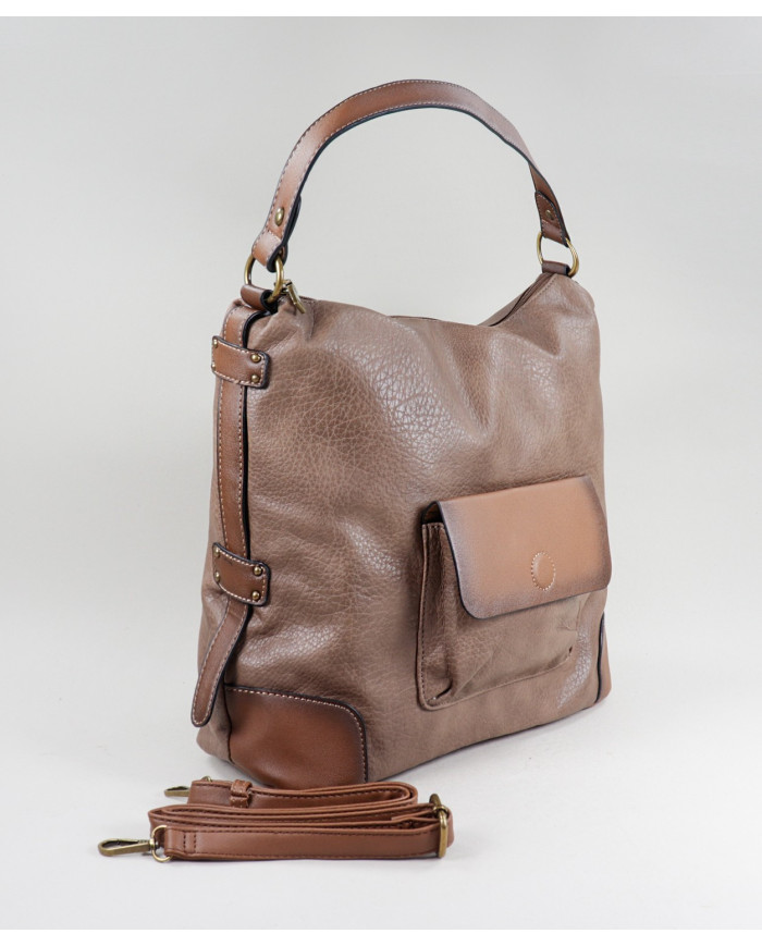 Lady Taupe Mala con bolsillo en frente