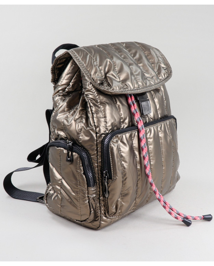 Mochila Dourada de Senhora Acolchoada