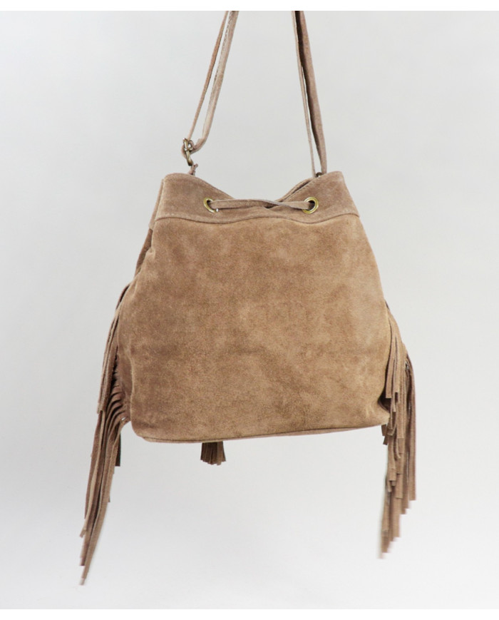 Mala Taupe de Senhora com Franjas