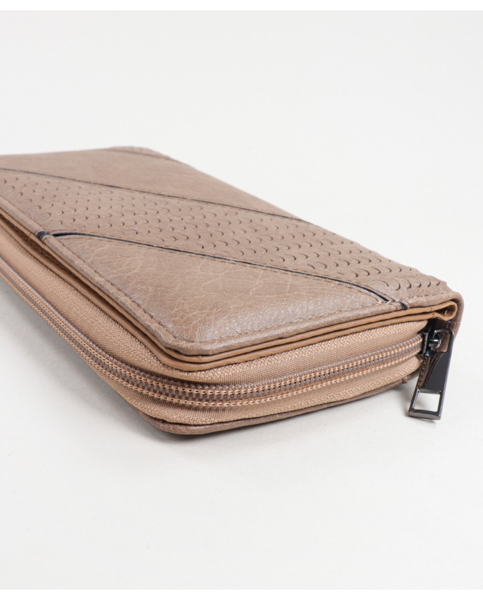 Women's Taupe Wallet with Textures