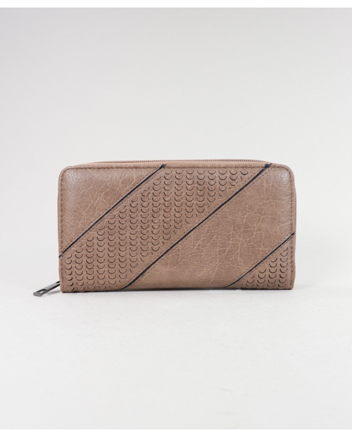 Carteira Taupe Feminina com Texturas