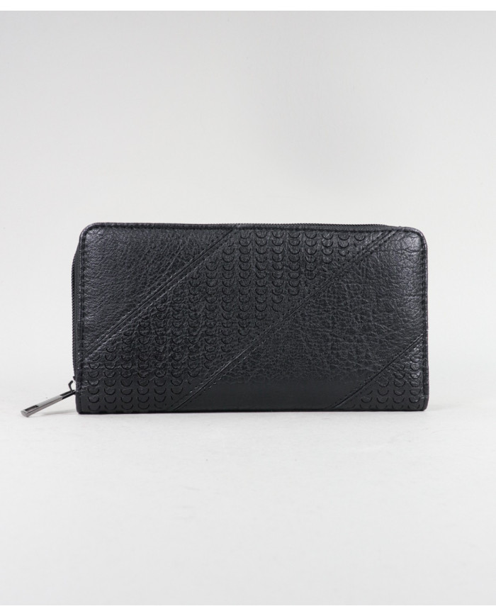 Women's Black Wallet with Textures