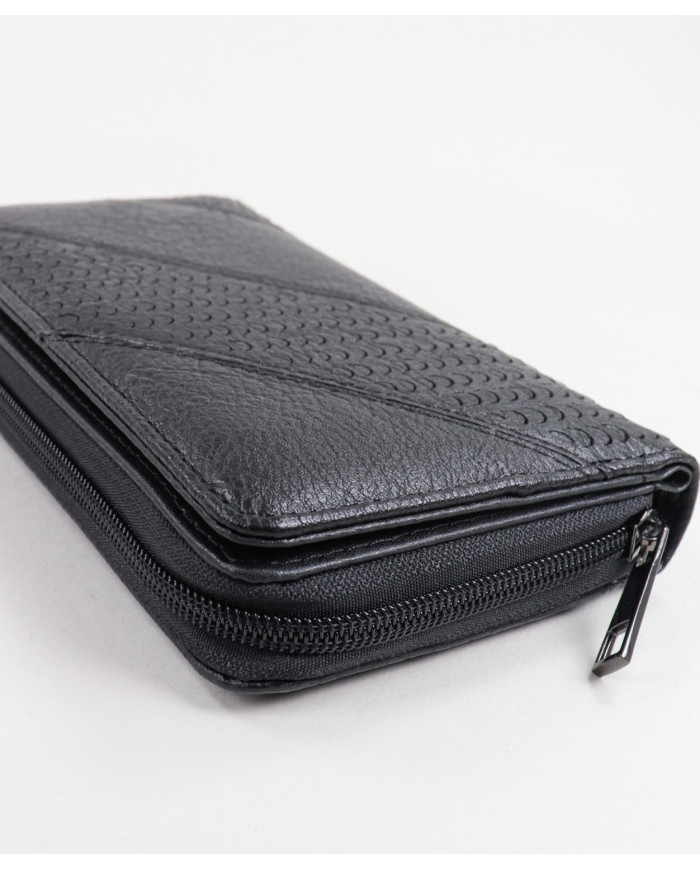 Women's Black Wallet with Textures