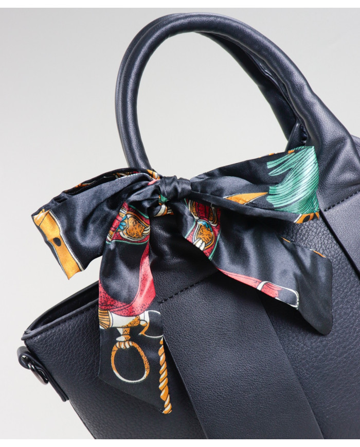 Lady's Black Suitcase with Scarf