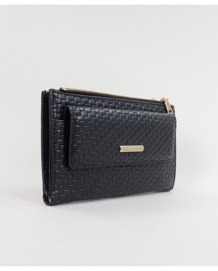 Women's Black Wallet with Two Clasps