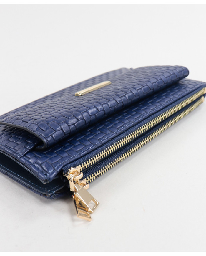 Women's Blue Wallet with Two Clasps