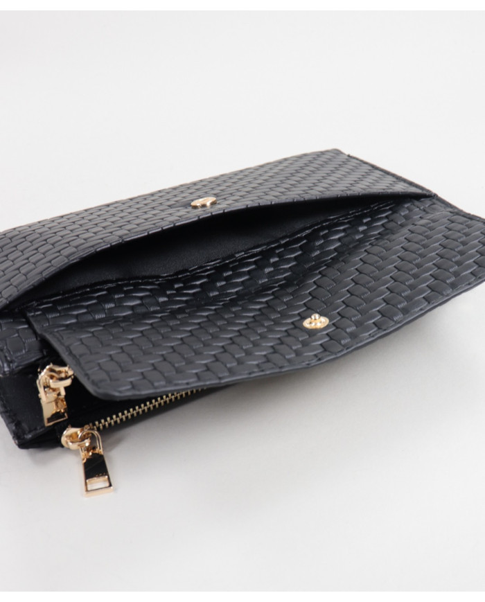 Women's Black Wallet with Two Clasps