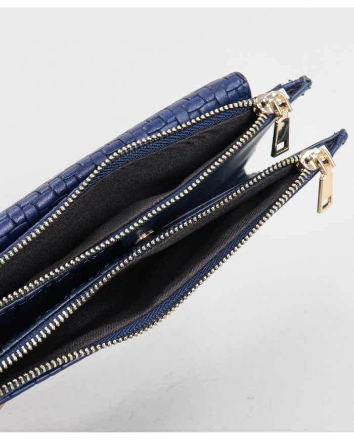 Women's Blue Wallet with Two Clasps