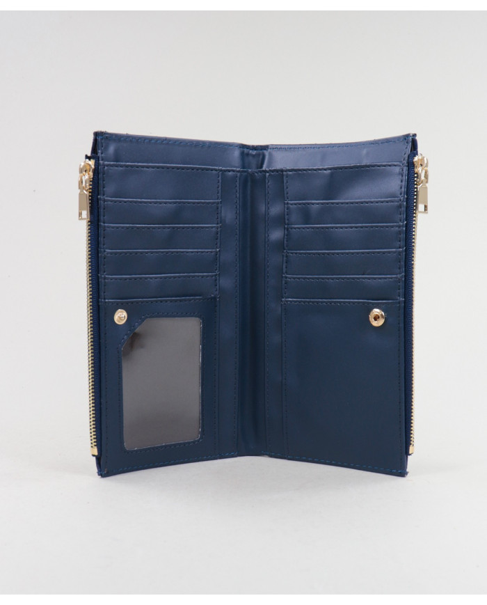 Women's Blue Wallet with Two Clasps