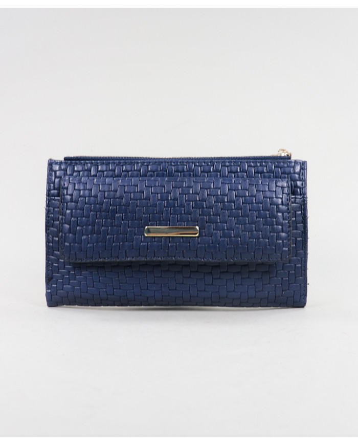 Women's Blue Wallet with Two Clasps