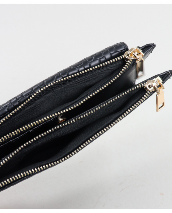 Women's Black Wallet with Two Clasps