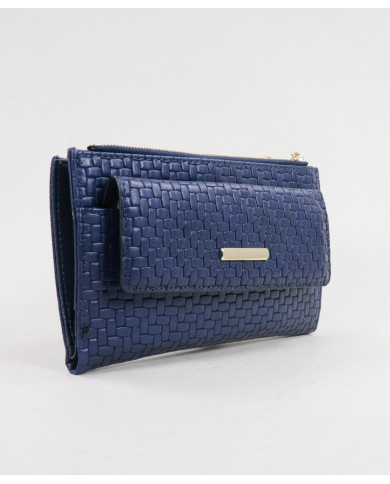 Women's Blue Wallet with Two Clasps