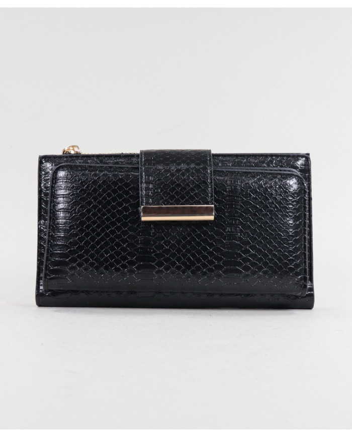 Women's Black Wallet with Various Partitions