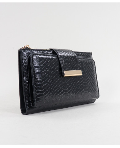 Cartera negra de mujeres con varias particiones