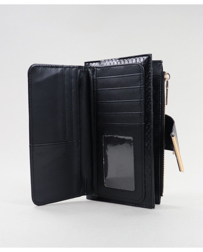 Women's Black Wallet with Various Partitions