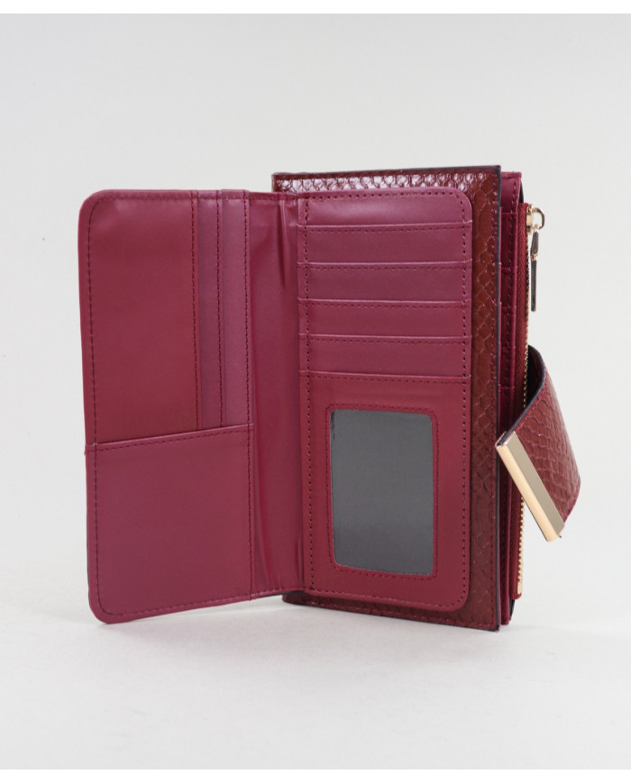 Women's Red Wallet with Various Partitions