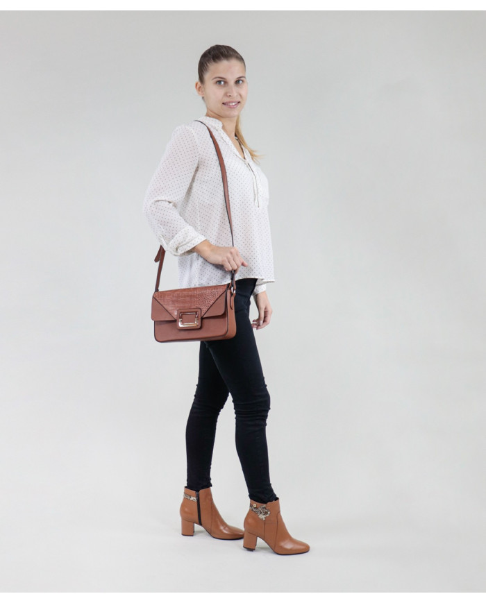 Lady Camel Bag con Leopard Scarf