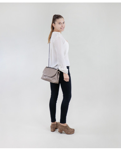 Chicas Taupe Bolsa con costuras
