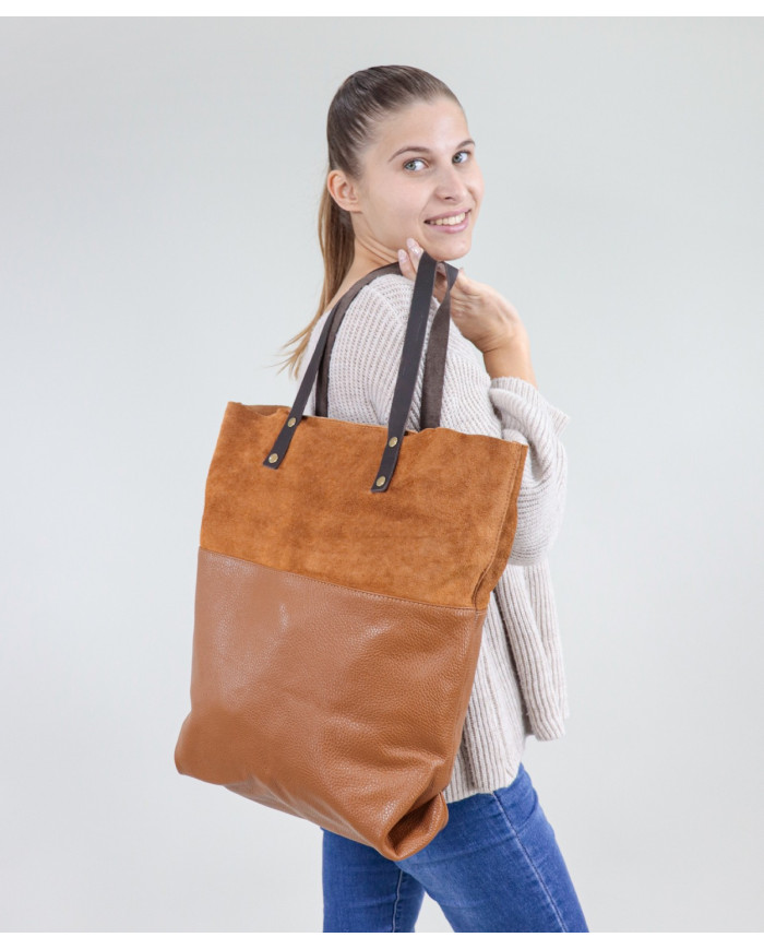 Lady Camel Bag of Two Textures
