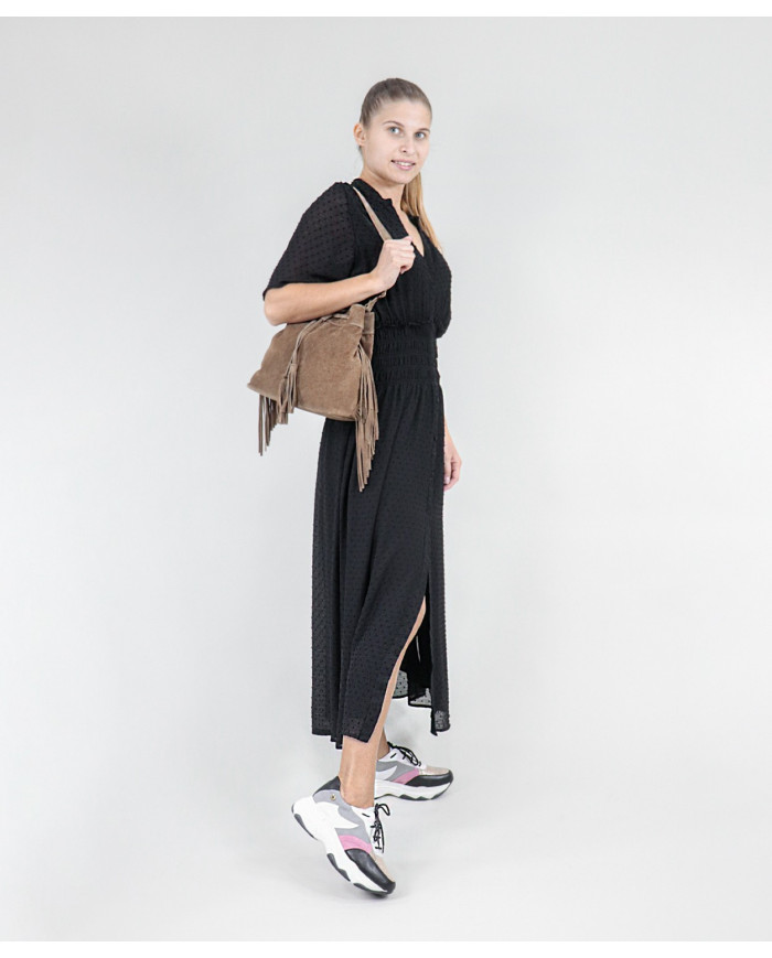 Mala Taupe de Senhora com Franjas