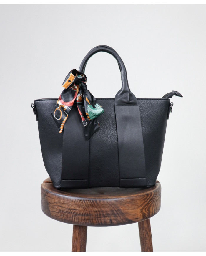 Lady's Black Suitcase with Scarf