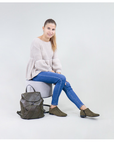 Ladies Green Backpack with Pocket on Front