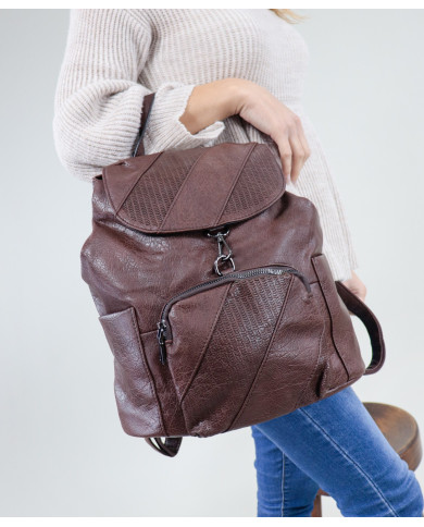 Lady's Brown backpack with Pocket on the Front