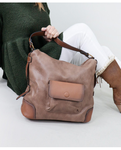 Lady Taupe Mala with Pocket on Front