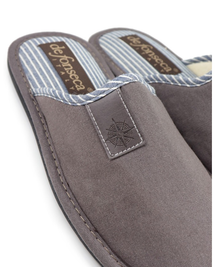 Men's Room Slippers Gray DeFonseca Nautical Style