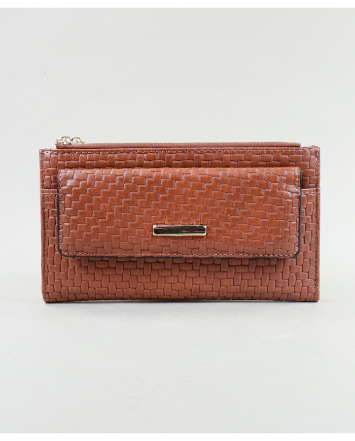 Women's Camel Wallet with Two Clasps