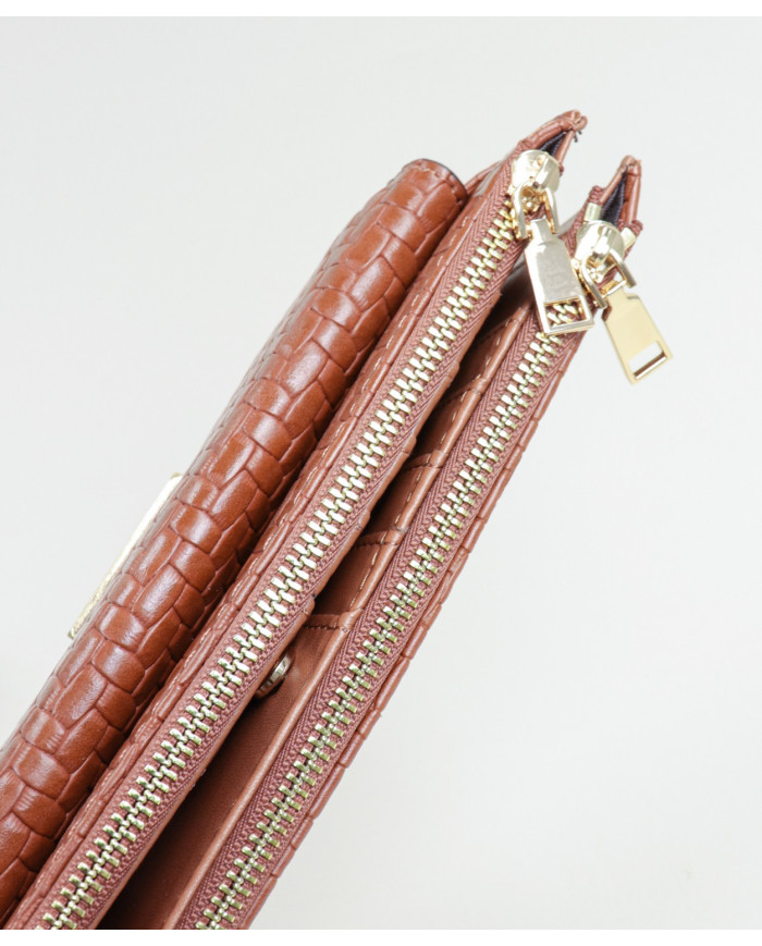 Women's Camel Wallet with Two Clasps