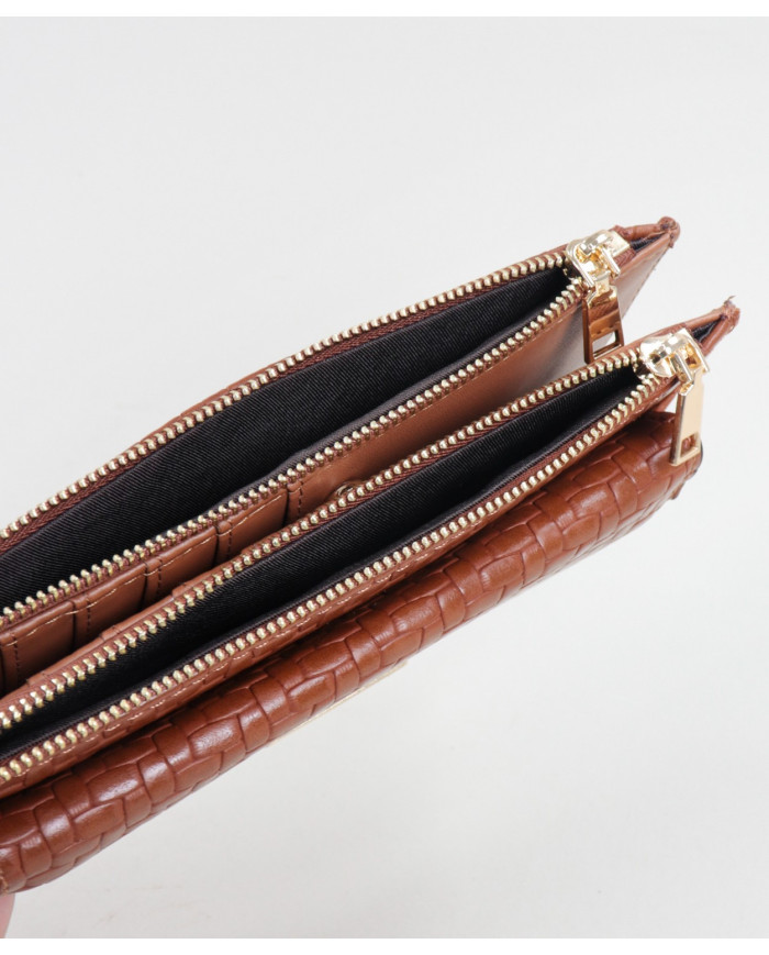 Camel Wallet de mujeres con dos broches