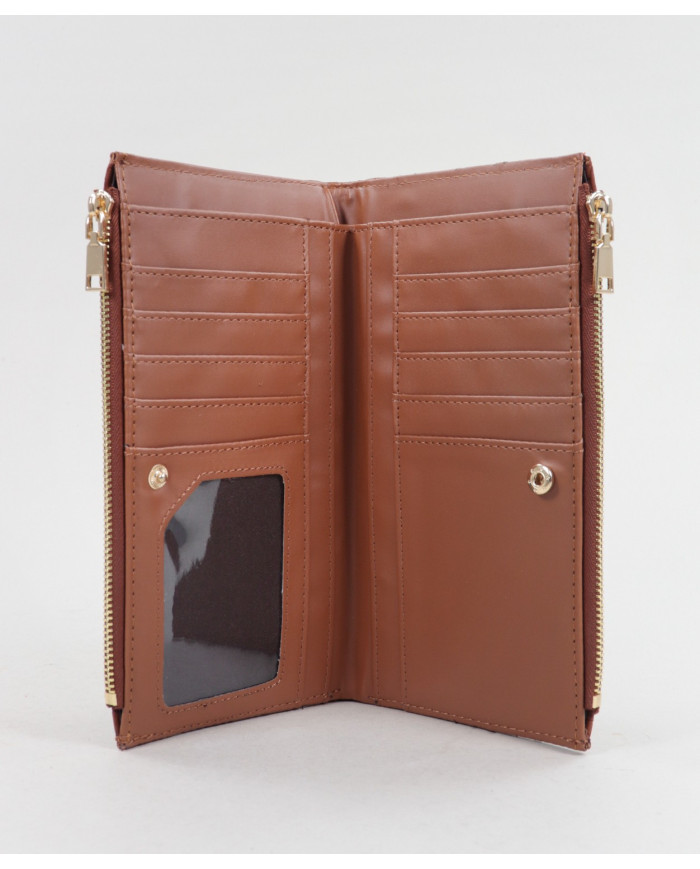 Camel Wallet de mujeres con dos broches