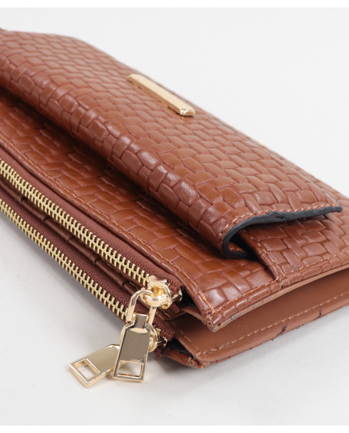 Camel Wallet de mujeres con dos broches