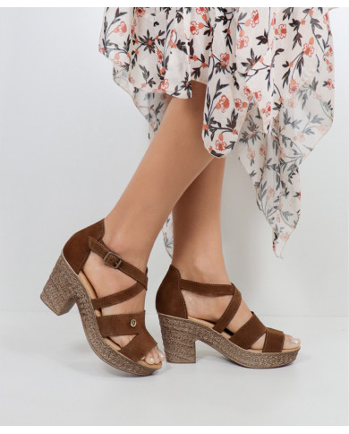 Sandals by Madame Ginova Compensated in Camel