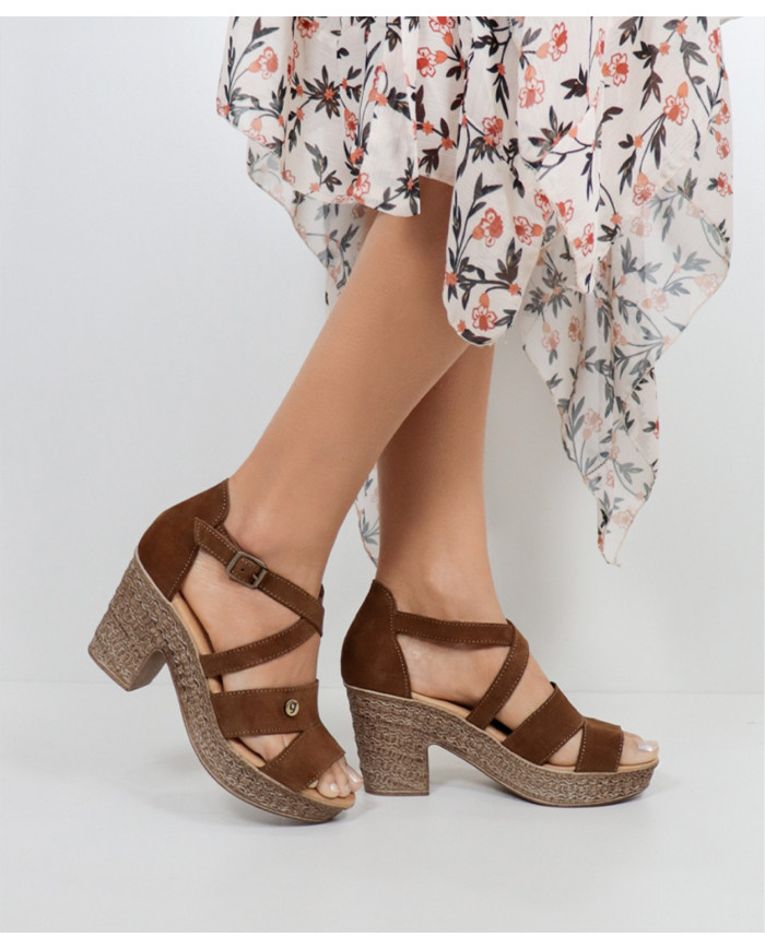 Sandals by Madame Ginova Compensated in Camel