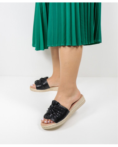 Black Ms. Ginova Slippers with Brightness