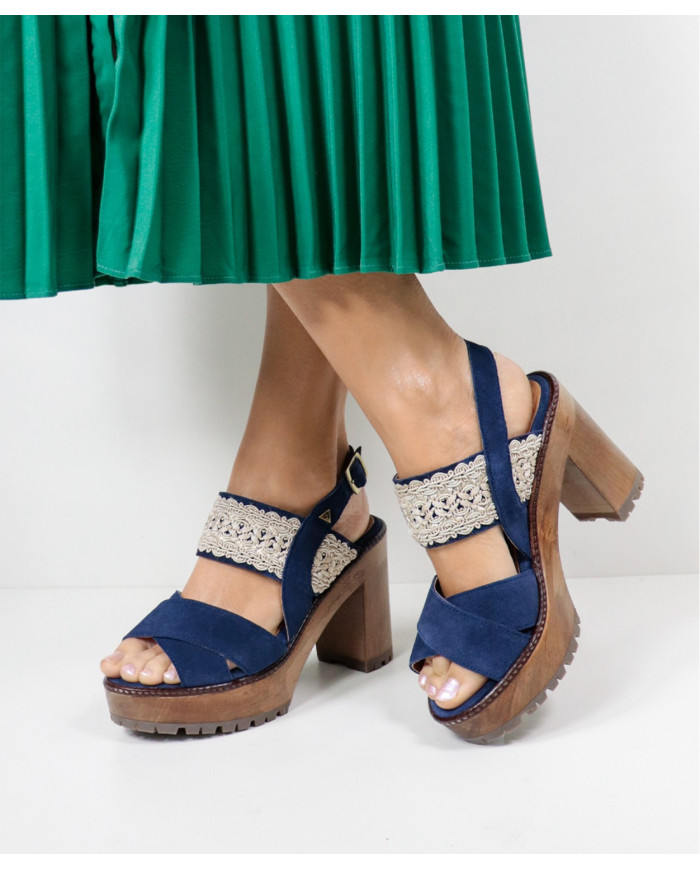 Blue Sandals by Madame Ginova with Lace