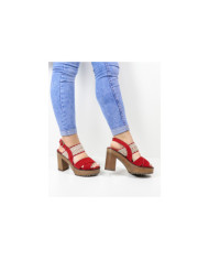 Red Sandals by Mrs. Ginova with Lace