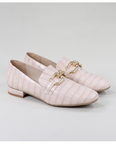 Sapatos Rasos Nude Ginova Com Aplique Metálico